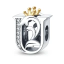 آویز گردنبند نقره زنانه پاندورا مدل Crown U letter 6579 