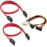 کابل تبدیل برق 4 پین به SATA مدل BAMA124 به همراه کابل دیتا SATA بسته دو عددی