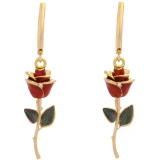 گوشواره حلقه‌ای طلا 18 عیار زنانه طلای مستجابی مدل گل رز یاسان 2 کد 86321