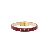 دستبند نقره ژابیز مدل چرم طبیعی طرح تاج کد XL.114