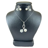 نیم ست نقره زنانه مدل مروارید و صدف طبیعی کد 68644