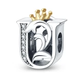 آویز گردنبند نقره زنانه پاندورا مدل Crown U letter 6579 